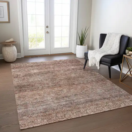 Coral And Black Striped Washable Indoor Outdoor Area Rug Photo 9