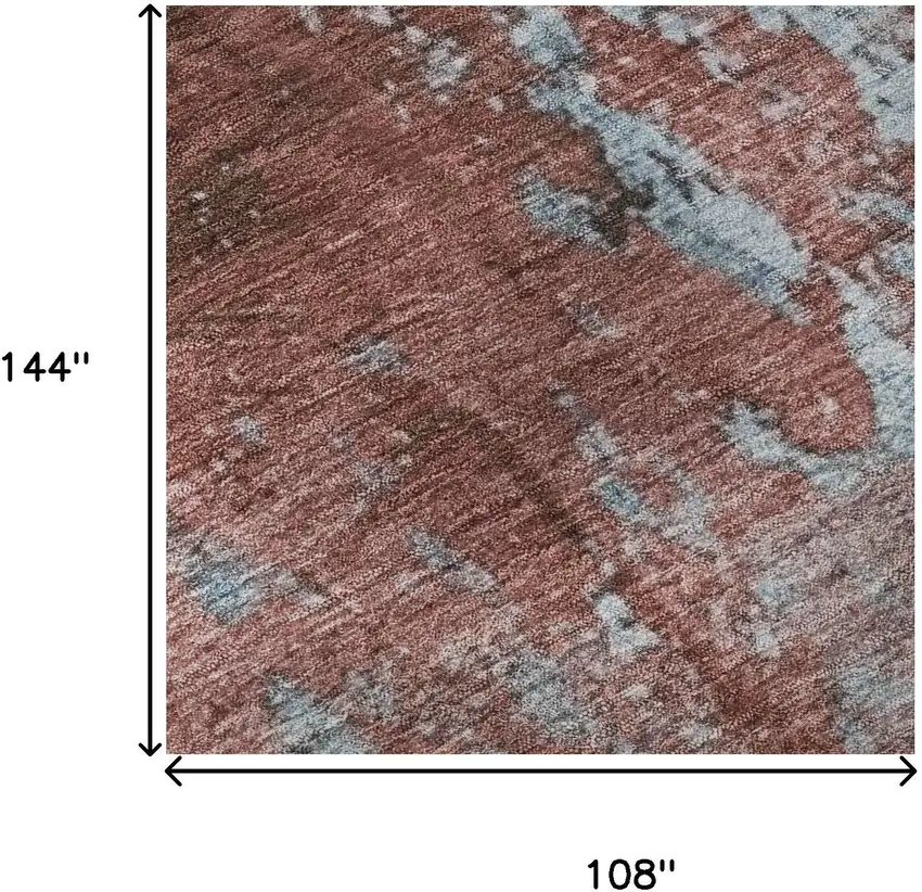 Coral And Blue Abstract Washable Area Rug With UV Protection Photo 9