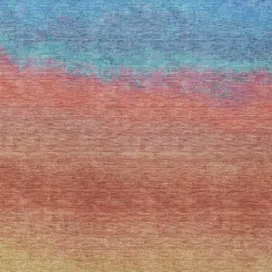 Photo of Coral And Blue Ombre Washable Indoor Outdoor Area Rug