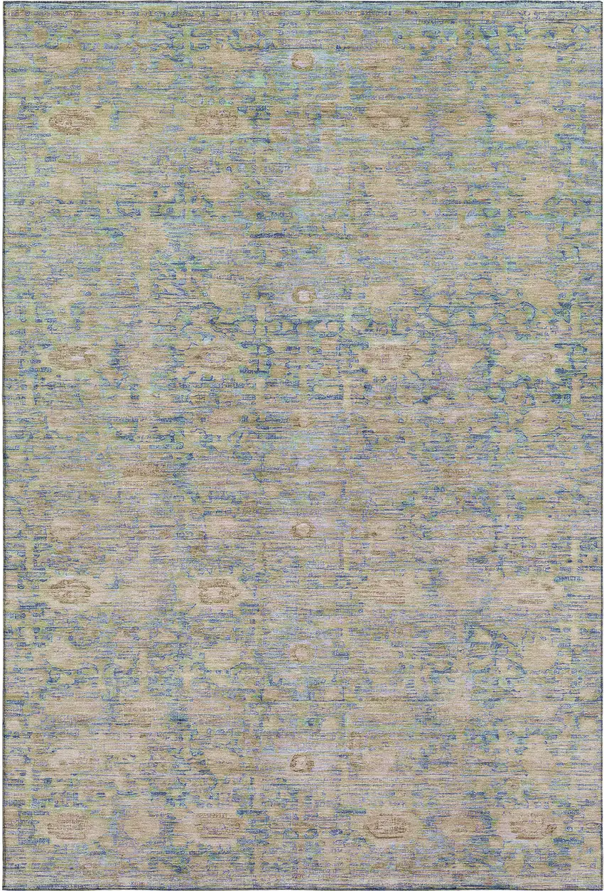 Coral And Copper Oriental Washable Area Rug With UV Protection Photo 1