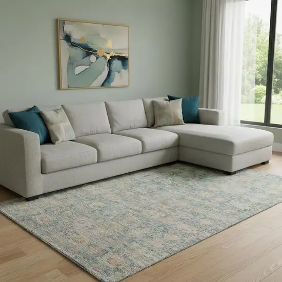 Coral And Copper Oriental Washable Area Rug With UV Protection Photo 2