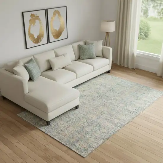 Coral And Copper Oriental Washable Area Rug With UV Protection Photo 2