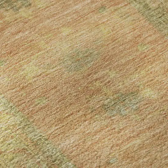 Coral And Gold Oriental Washable Area Rug With UV Protection Photo 8