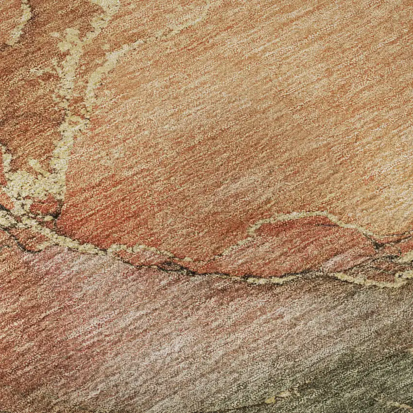 Coral And Gray Abstract Washable Area Rug With UV Protection Photo 9