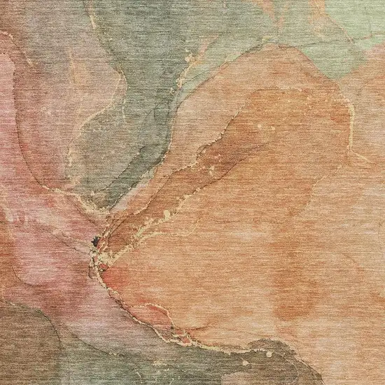 Coral And Gray Abstract Washable Area Rug With UV Protection Photo 2