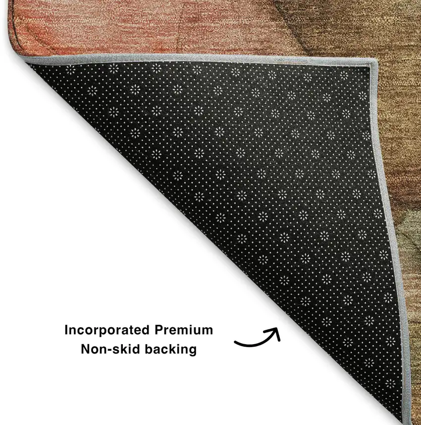 Coral And Gray Abstract Washable Area Rug With UV Protection Photo 6