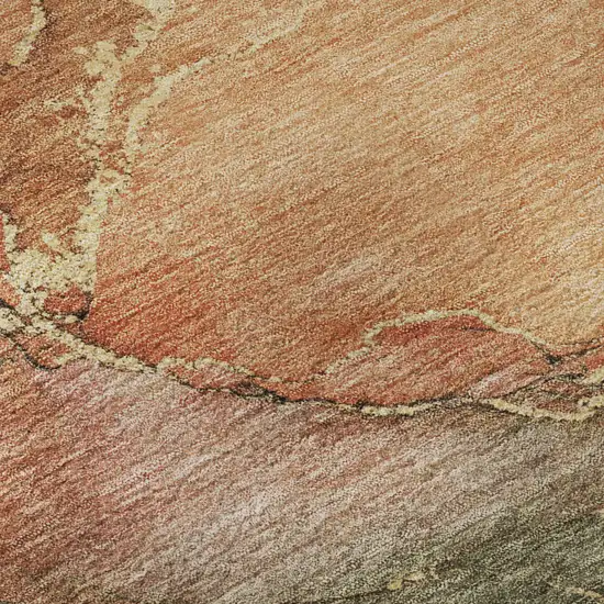 Coral And Gray Abstract Washable Area Rug With UV Protection Photo 9