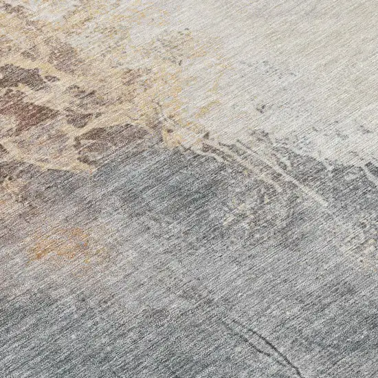 Coral And Gray Abstract Washable Indoor Outdoor Area Rug Photo 8