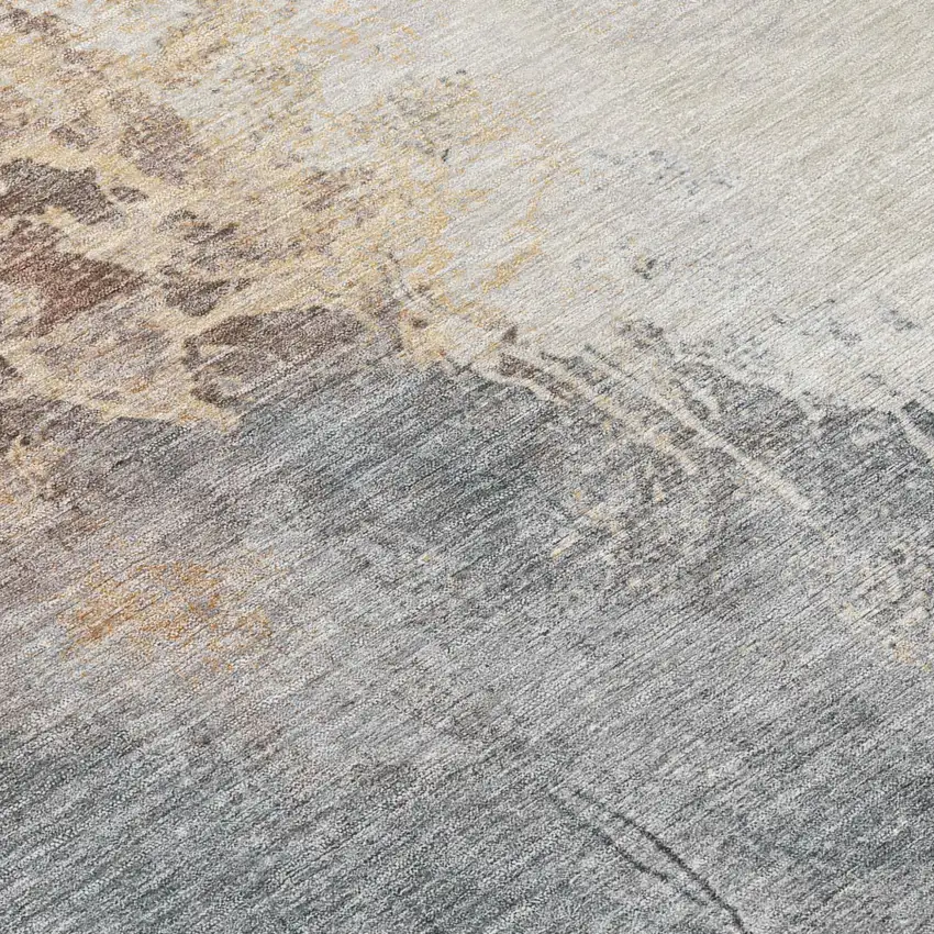 Coral And Gray Abstract Washable Indoor Outdoor Area Rug Photo 8