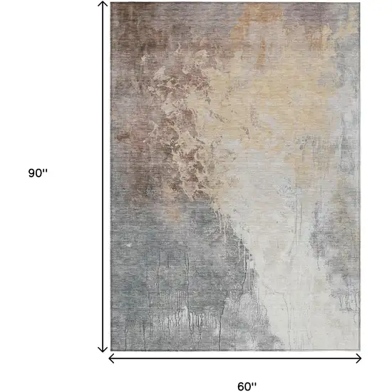 Coral And Gray Abstract Washable Indoor Outdoor Area Rug Photo 9