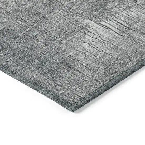 Coral And Gray Abstract Washable Indoor Outdoor Area Rug Photo 5