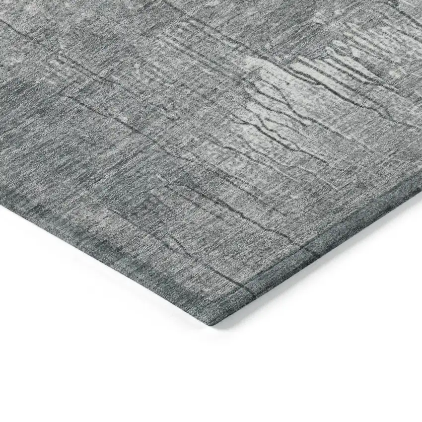 Coral And Gray Abstract Washable Indoor Outdoor Area Rug Photo 5