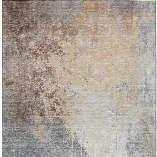 Coral And Gray Abstract Washable Indoor Outdoor Area Rug Photo 6