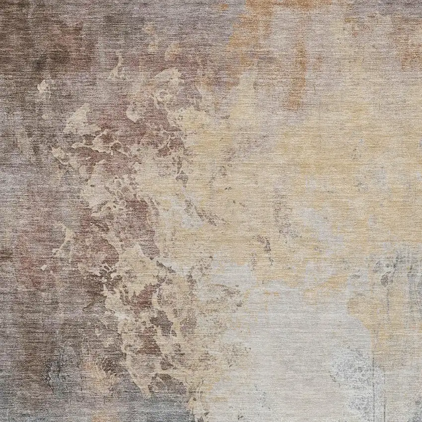 Coral And Gray Abstract Washable Indoor Outdoor Area Rug Photo 3