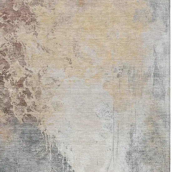 Coral And Gray Abstract Washable Indoor Outdoor Area Rug Photo 3