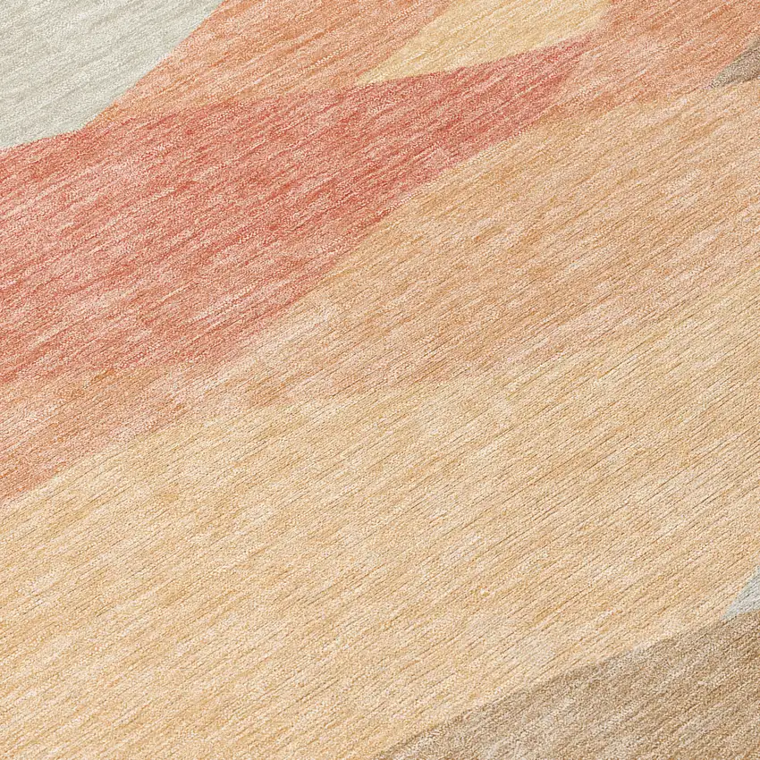 Coral And Gray Abstract Washable Indoor Outdoor Area Rug Photo 6