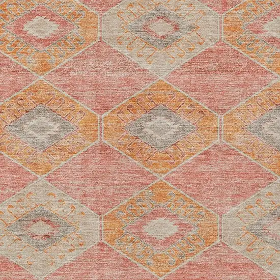 Coral And Gray Aztec Washable Indoor Outdoor Area Rug Photo 3