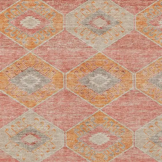 Coral And Gray Aztec Washable Indoor Outdoor Area Rug Photo 3
