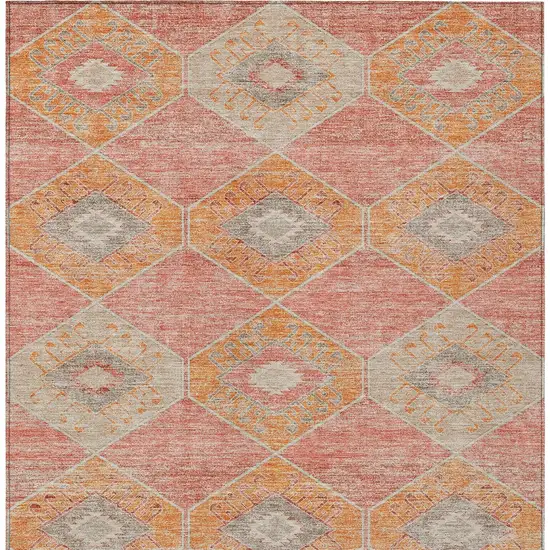 Coral And Gray Aztec Washable Indoor Outdoor Area Rug Photo 6