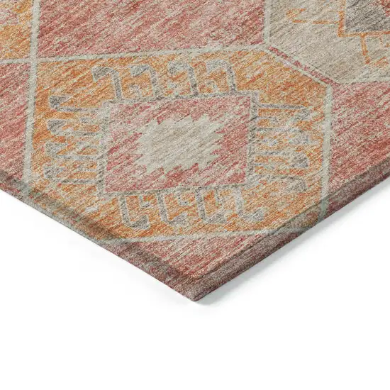 Coral And Gray Aztec Washable Indoor Outdoor Area Rug Photo 7