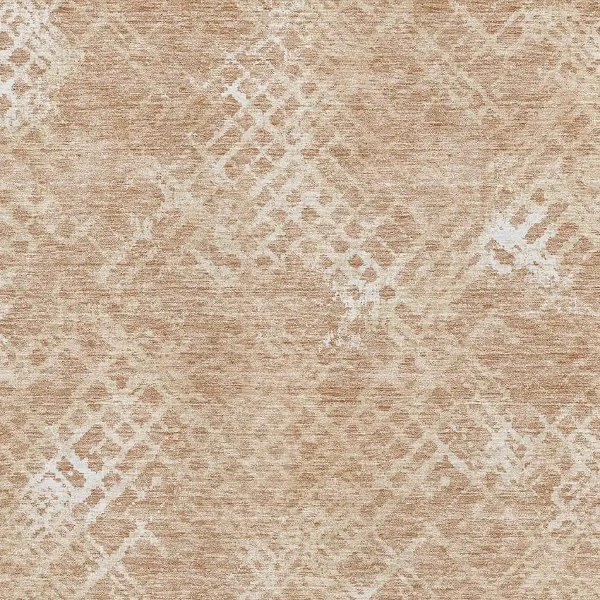 Coral And Ivory Abstract Geometric Washable Area Rug With UV Protection Photo 3