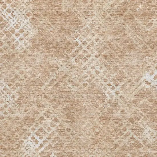 Coral And Ivory Abstract Geometric Washable Area Rug With UV Protection Photo 3