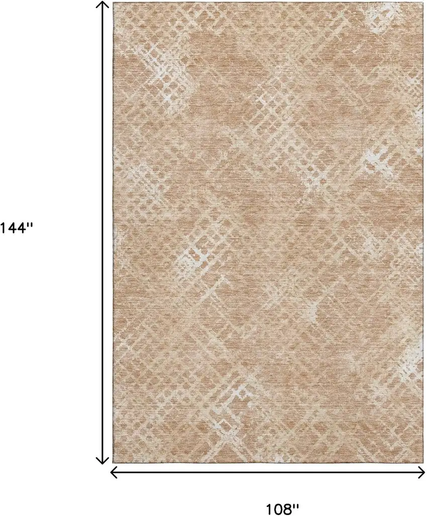 Coral And Ivory Abstract Geometric Washable Area Rug With UV Protection Photo 3