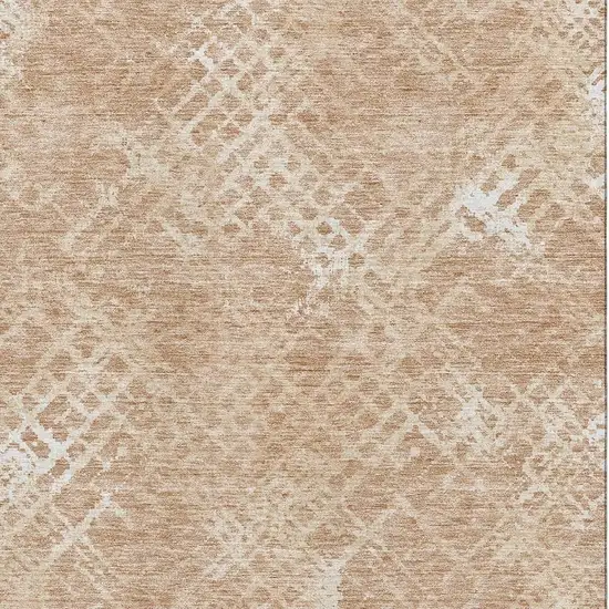 Coral And Ivory Abstract Geometric Washable Area Rug With UV Protection Photo 3