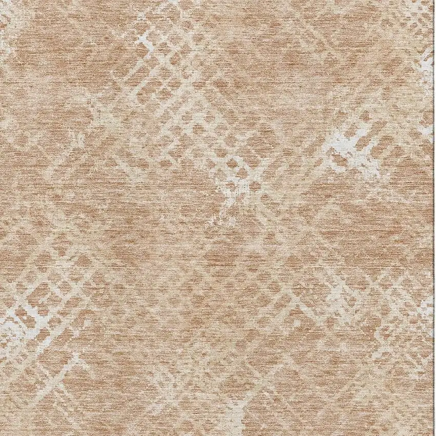 Coral And Ivory Abstract Geometric Washable Area Rug With UV Protection Photo 3
