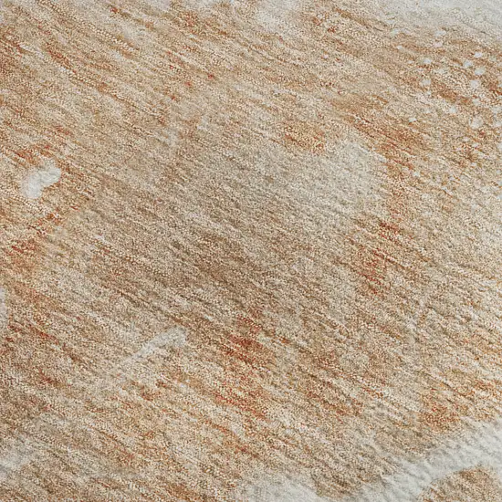 Coral And Ivory Abstract Washable Area Rug With UV Protection Photo 2