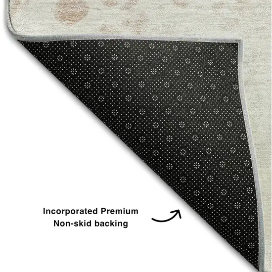 Coral And Ivory Abstract Washable Area Rug With UV Protection Photo 5