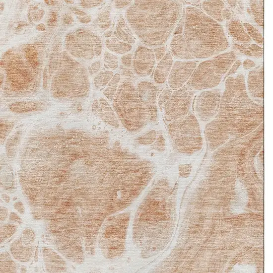 Coral And Ivory Abstract Washable Area Rug With UV Protection Photo 4