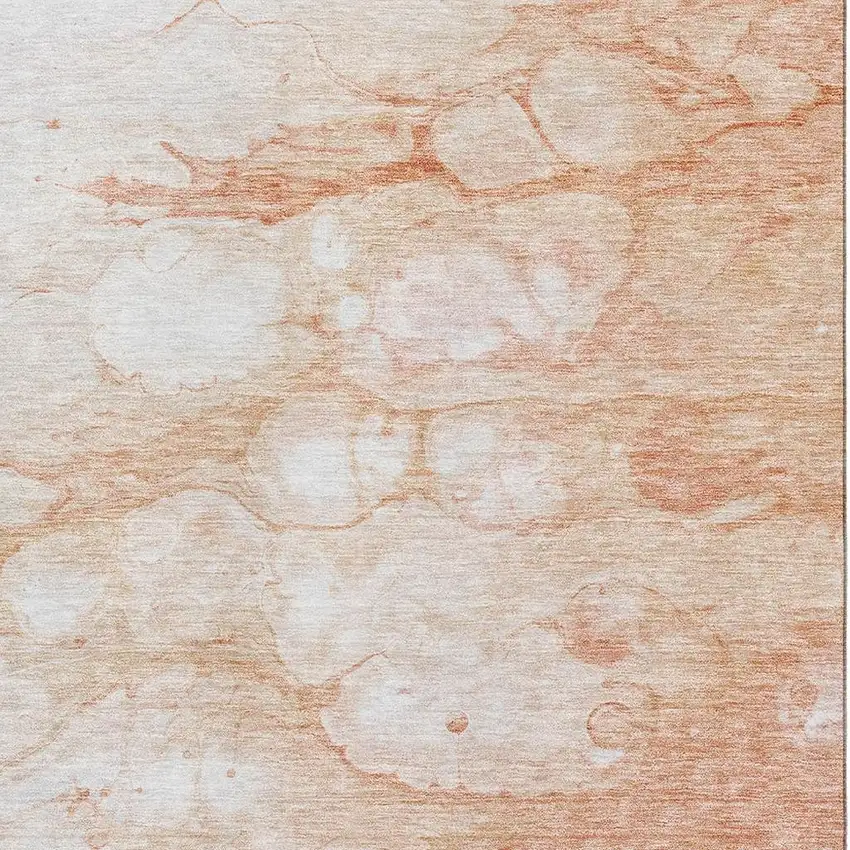 Coral And Ivory Abstract Washable Area Rug With UV Protection Photo 4