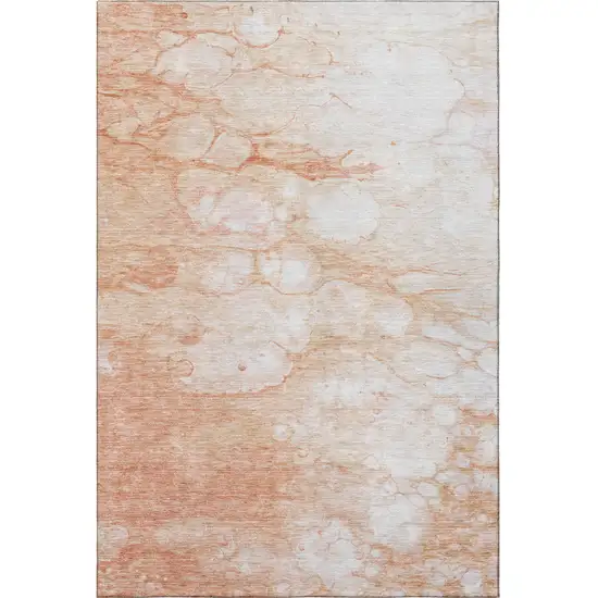 Coral And Ivory Abstract Washable Area Rug With UV Protection Photo 5