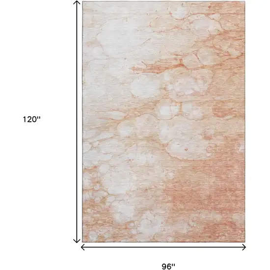 Coral And Ivory Abstract Washable Area Rug With UV Protection Photo 3