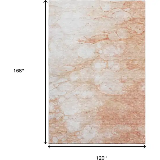 Coral And Ivory Abstract Washable Area Rug With UV Protection Photo 3