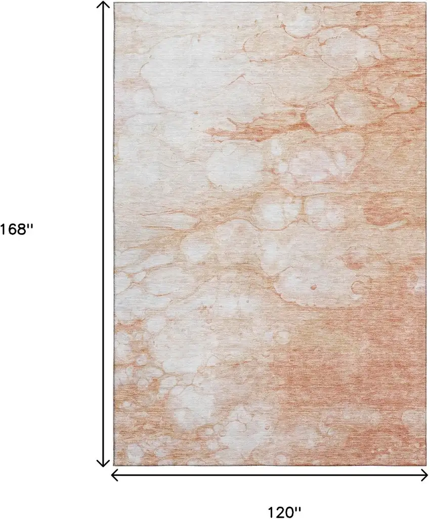 Coral And Ivory Abstract Washable Area Rug With UV Protection Photo 3