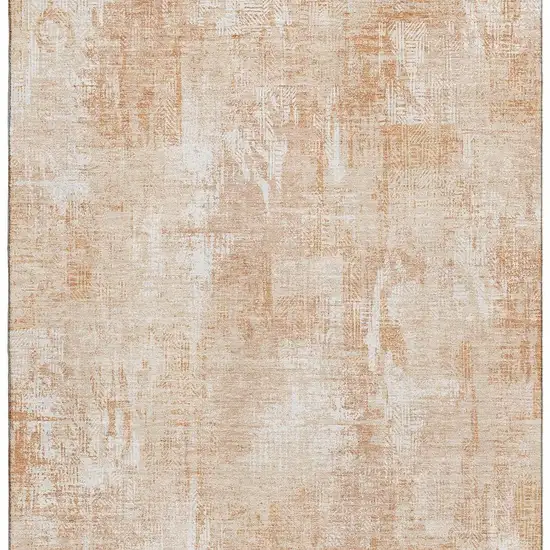 Coral And Ivory Abstract Washable Area Rug With UV Protection Photo 4