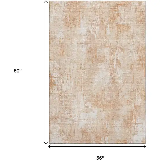 Coral And Ivory Abstract Washable Area Rug With UV Protection Photo 7