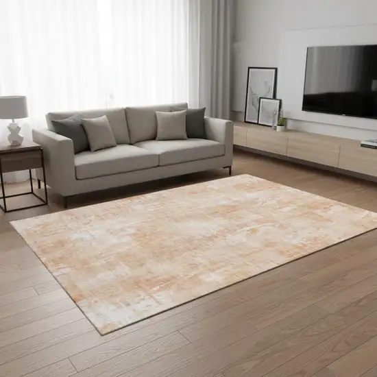 Coral And Ivory Abstract Washable Area Rug With UV Protection Photo 2