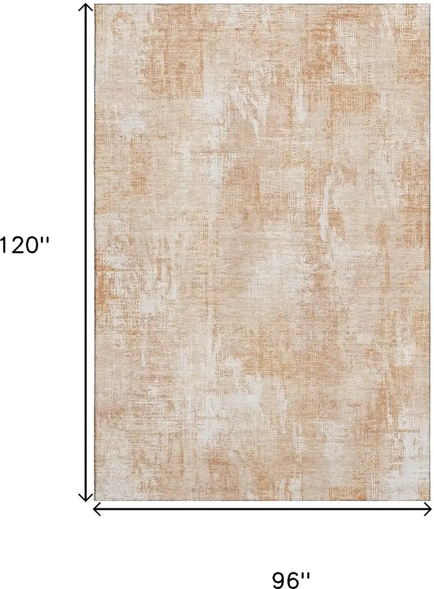 Coral And Ivory Abstract Washable Area Rug With UV Protection Photo 3