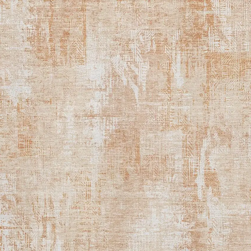 Coral And Ivory Abstract Washable Area Rug With UV Protection Photo 4