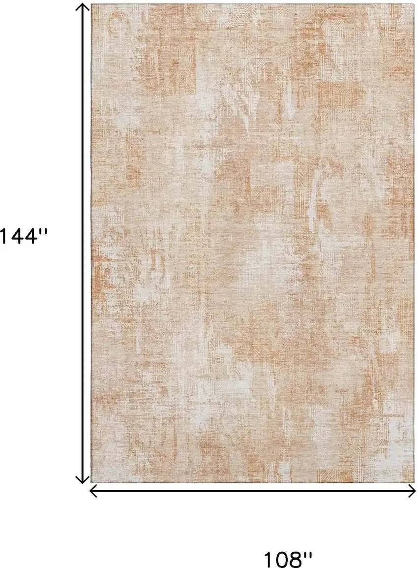 Coral And Ivory Abstract Washable Area Rug With UV Protection Photo 3