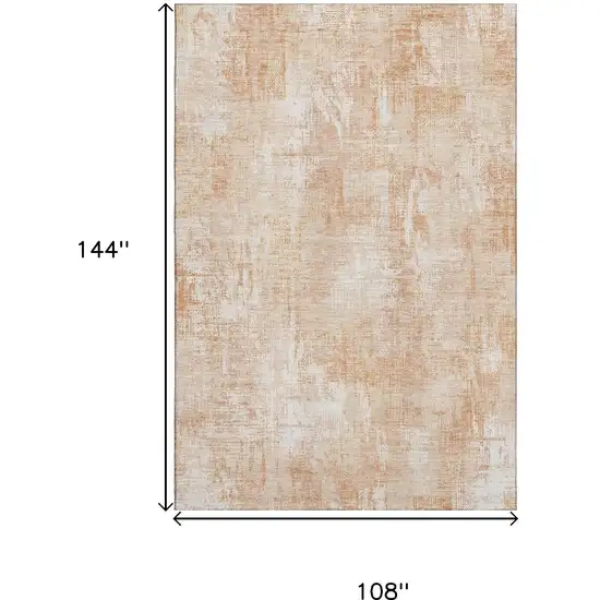 Coral And Ivory Abstract Washable Area Rug With UV Protection Photo 3