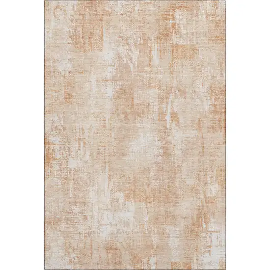Coral And Ivory Abstract Washable Area Rug With UV Protection Photo 2