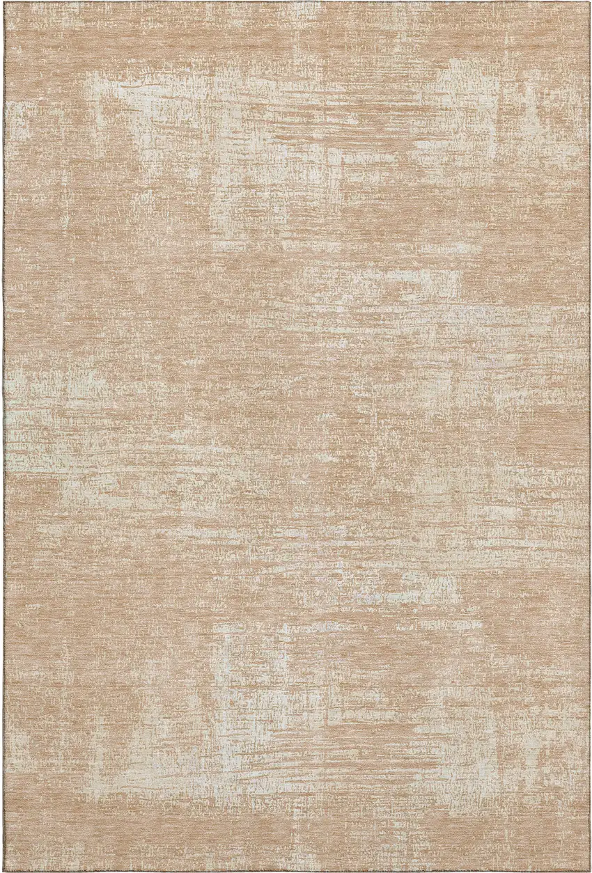 Coral And Ivory Abstract Washable Area Rug With UV Protection Photo 5