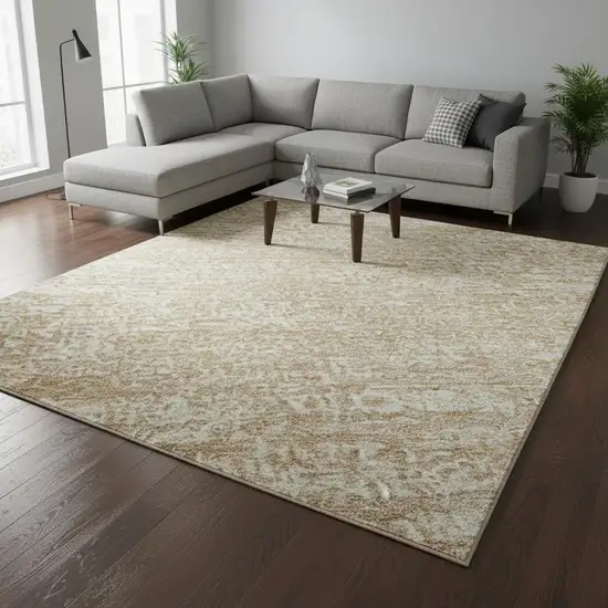 Coral And Ivory Abstract Washable Area Rug With UV Protection Photo 2