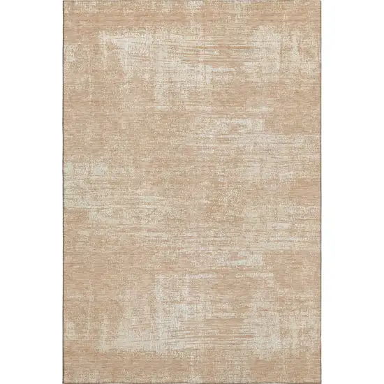 Coral And Ivory Abstract Washable Area Rug With UV Protection Photo 5