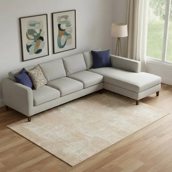 Coral And Ivory Abstract Washable Area Rug With UV Protection Photo 1