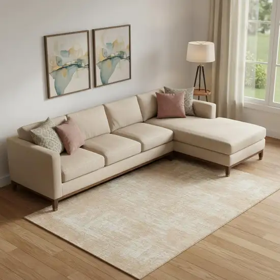 Coral And Ivory Abstract Washable Area Rug With UV Protection Photo 1